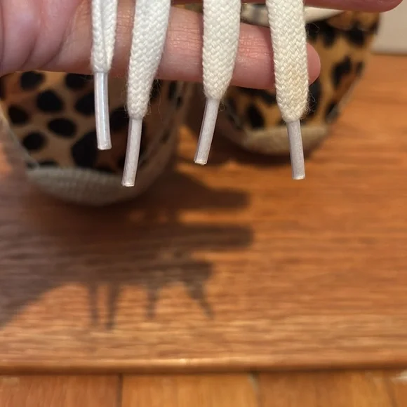 J Crew calf hair lace up espadrille sneakers in Rich Mahogany leopard print - Picture 9 of 16